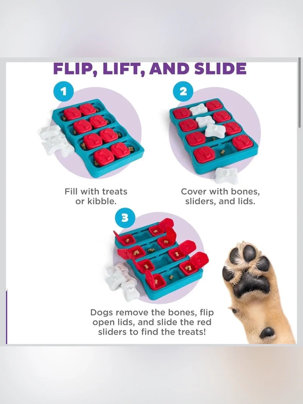 Outward Hound by Nina Ottosson Dog Brick – Interactive Treat Puzzle Enrich Toy